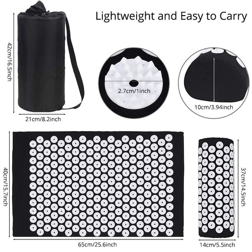 Acupressure Mat & Pillow Set for Back, Neck & Foot Pain Relief – Yoga Massage Cushion with Needle Therapy