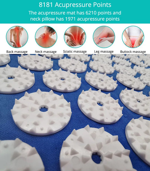 Acupressure Mat & Pillow Set for Back, Neck & Foot Pain Relief – Yoga Massage Cushion with Needle Therapy