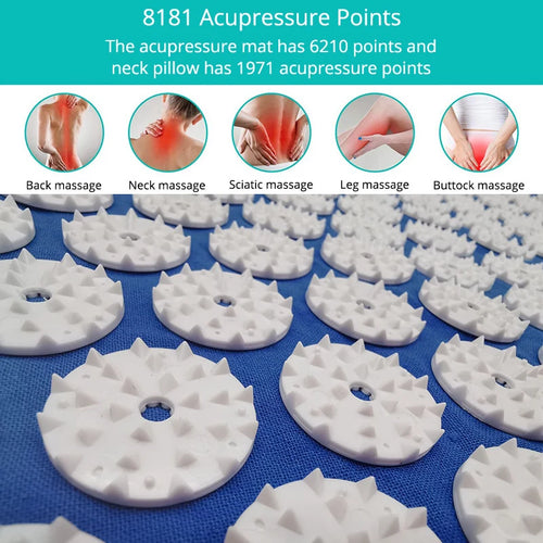 Acupressure Mat & Pillow Set for Back, Neck & Foot Pain Relief – Yoga Massage Cushion with Needle Therapy