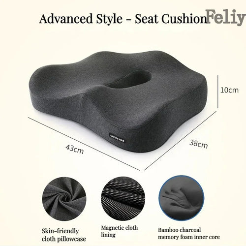 Memory Foam Orthopedic Seat Cushion & Lumbar Support Pillow for Office Chair and Car Seat
