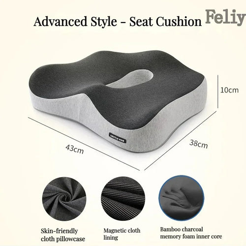 Memory Foam Orthopedic Seat Cushion & Lumbar Support Pillow for Office Chair and Car Seat