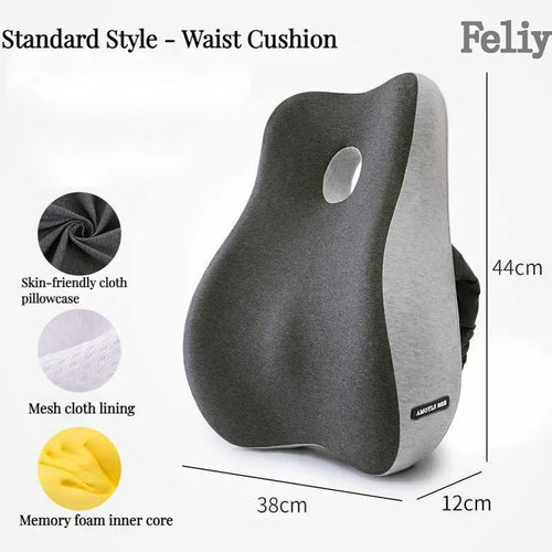 Memory Foam Orthopedic Seat Cushion & Lumbar Support Pillow for Office Chair and Car Seat
