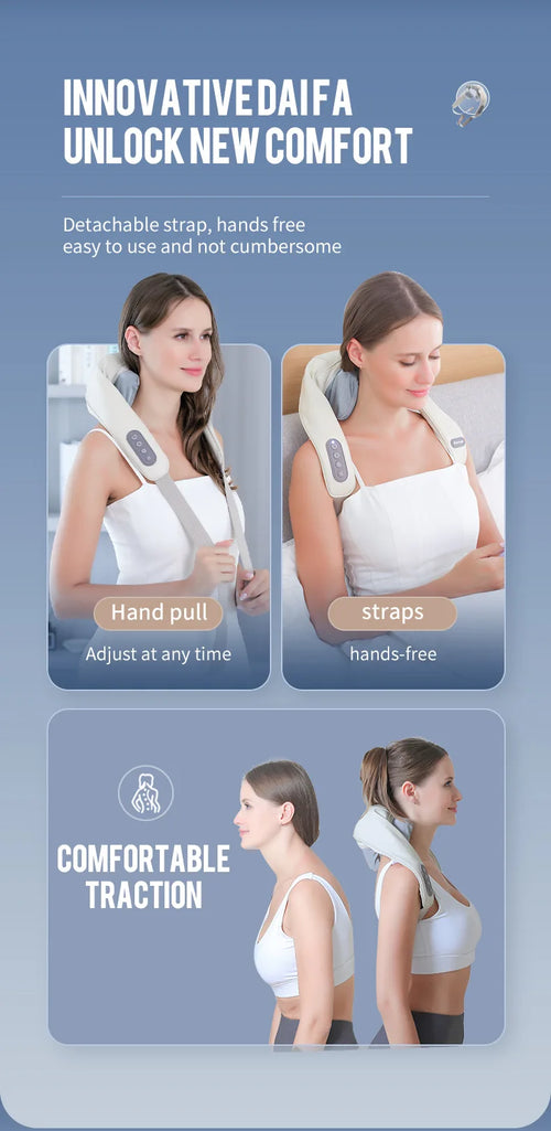 Foreverlily 26W Neck & Shoulder Massager Shawl – Wireless Deep Kneading Cervical & Back Massage Device