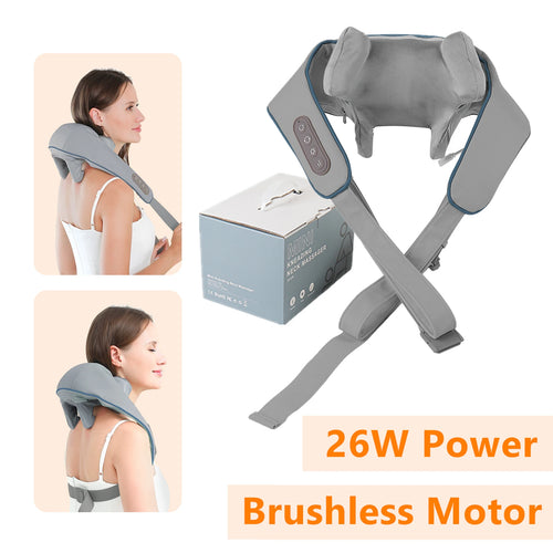 Foreverlily 26W Neck & Shoulder Massager Shawl – Wireless Deep Kneading Cervical & Back Massage Device
