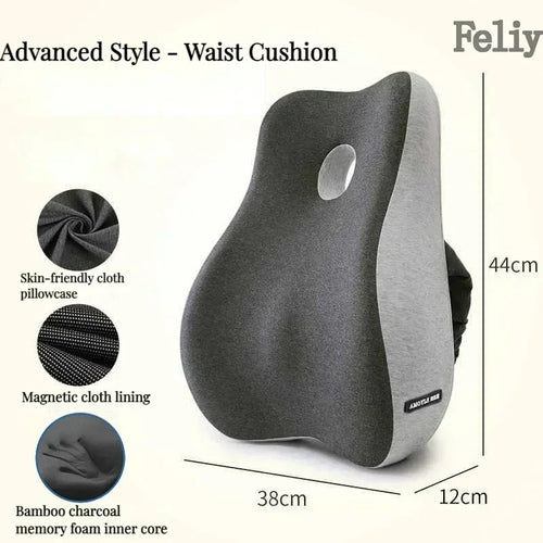 Memory Foam Orthopedic Seat Cushion & Lumbar Support Pillow for Office Chair and Car Seat