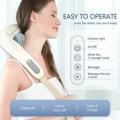Foreverlily 26W Neck & Shoulder Massager Shawl – Wireless Deep Kneading Cervical & Back Massage Device