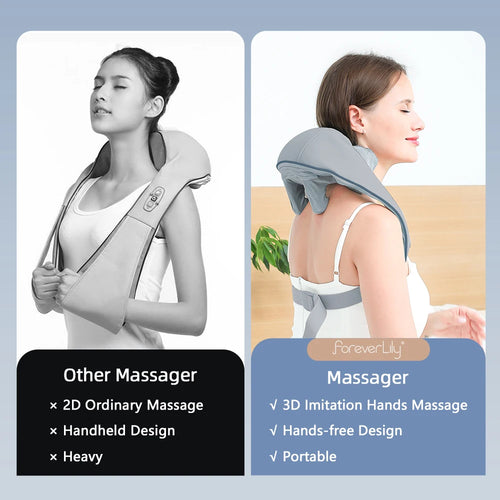 Foreverlily 26W Neck & Shoulder Massager Shawl – Wireless Deep Kneading Cervical & Back Massage Device