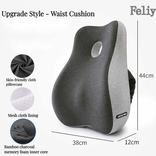 Memory Foam Orthopedic Seat Cushion & Lumbar Support Pillow for Office Chair and Car Seat