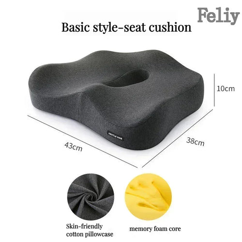 Memory Foam Orthopedic Seat Cushion & Lumbar Support Pillow for Office Chair and Car Seat