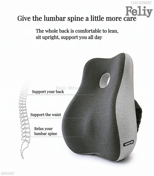 Memory Foam Orthopedic Seat Cushion & Lumbar Support Pillow for Office Chair and Car Seat