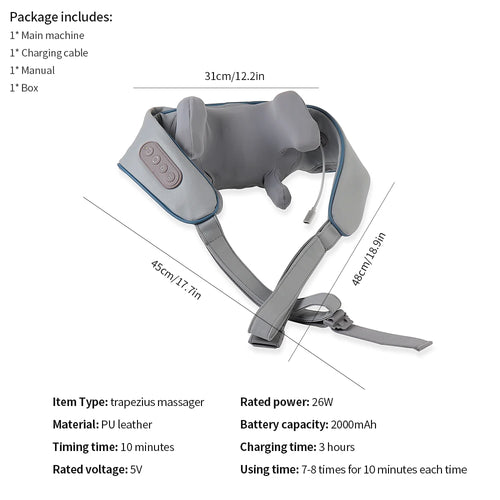 Foreverlily 26W Neck & Shoulder Massager Shawl – Wireless Deep Kneading Cervical & Back Massage Device