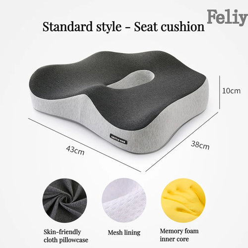 Memory Foam Orthopedic Seat Cushion & Lumbar Support Pillow for Office Chair and Car Seat