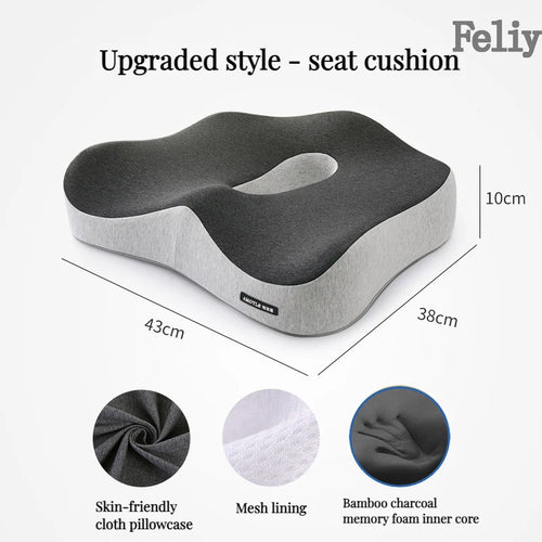 Memory Foam Orthopedic Seat Cushion & Lumbar Support Pillow for Office Chair and Car Seat