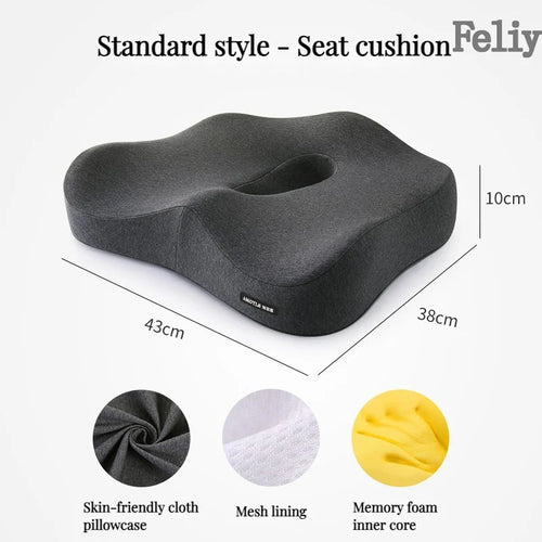 Memory Foam Orthopedic Seat Cushion & Lumbar Support Pillow for Office Chair and Car Seat
