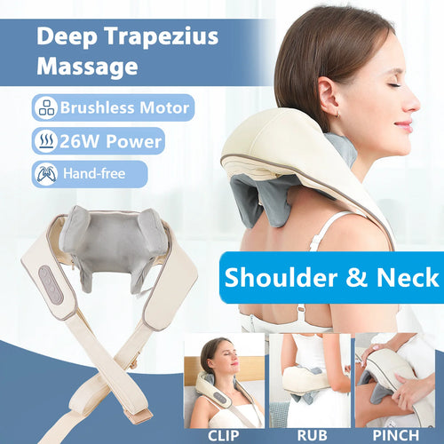 Foreverlily 26W Neck & Shoulder Massager Shawl – Wireless Deep Kneading Cervical & Back Massage Device