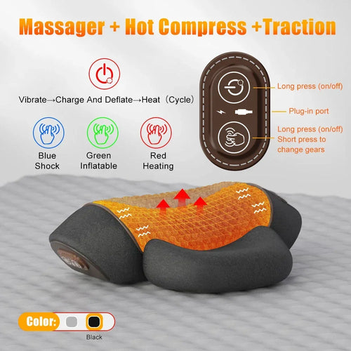 NEW Electric Neck Massager Cervical Traction Pillow with Heat & Vibration – Neck and Shoulder Pain Relief Device