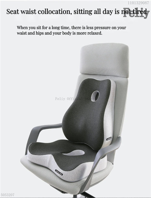 Memory Foam Orthopedic Seat Cushion & Lumbar Support Pillow for Office Chair and Car Seat