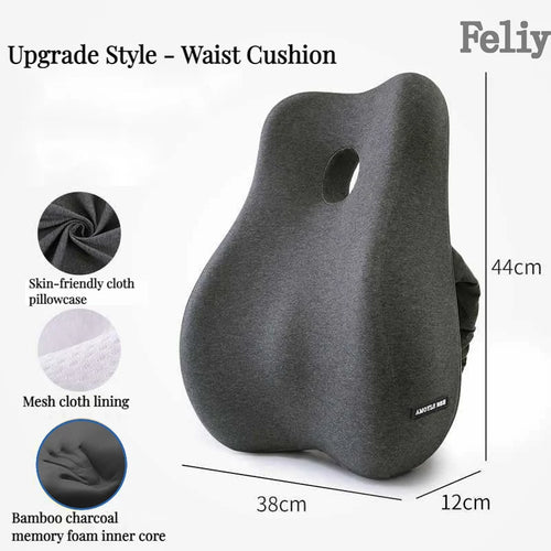 Memory Foam Orthopedic Seat Cushion & Lumbar Support Pillow for Office Chair and Car Seat