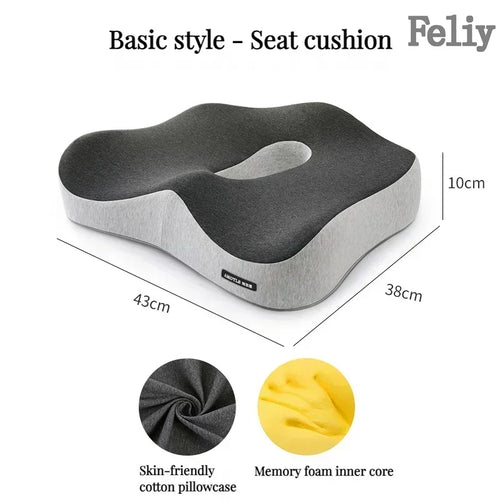 Memory Foam Orthopedic Seat Cushion & Lumbar Support Pillow for Office Chair and Car Seat