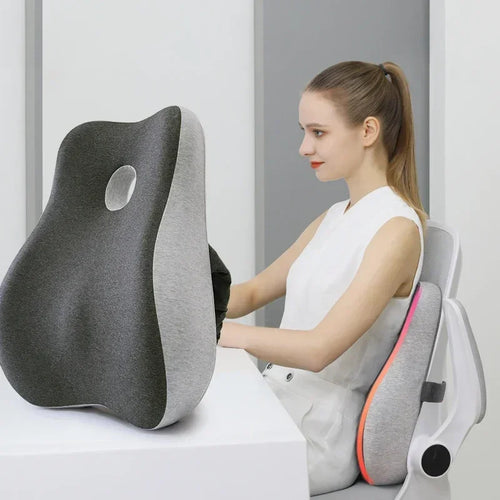 Memory Foam Orthopedic Seat Cushion & Lumbar Support Pillow for Office Chair and Car Seat