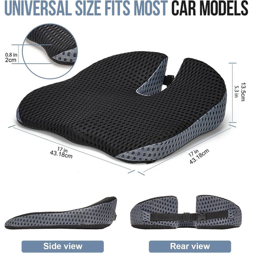 Memory Foam Car Seat Wedge Cushion for Driving Height Booster & Posture Support Pad