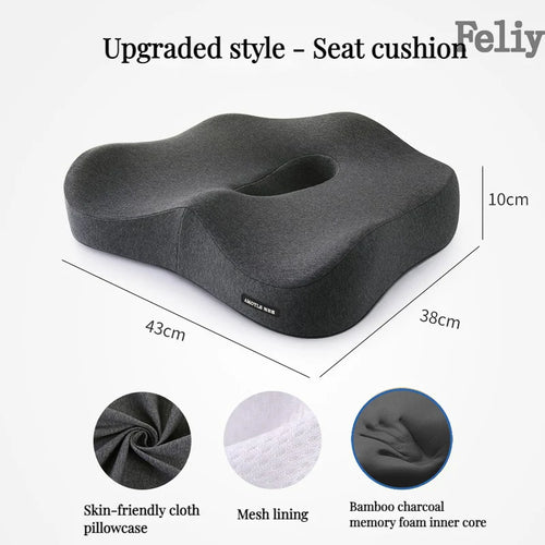 Memory Foam Orthopedic Seat Cushion & Lumbar Support Pillow for Office Chair and Car Seat
