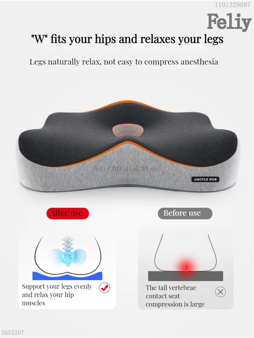 Memory Foam Orthopedic Seat Cushion & Lumbar Support Pillow for Office Chair and Car Seat