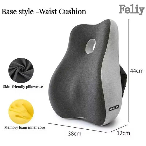 Memory Foam Orthopedic Seat Cushion & Lumbar Support Pillow for Office Chair and Car Seat