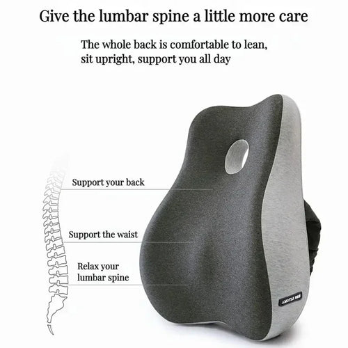 Memory Foam Orthopedic Seat Cushion & Lumbar Support Pillow for Office Chair and Car Seat